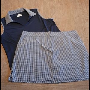 Izod Navy White Gingham Golf Skort Skirt